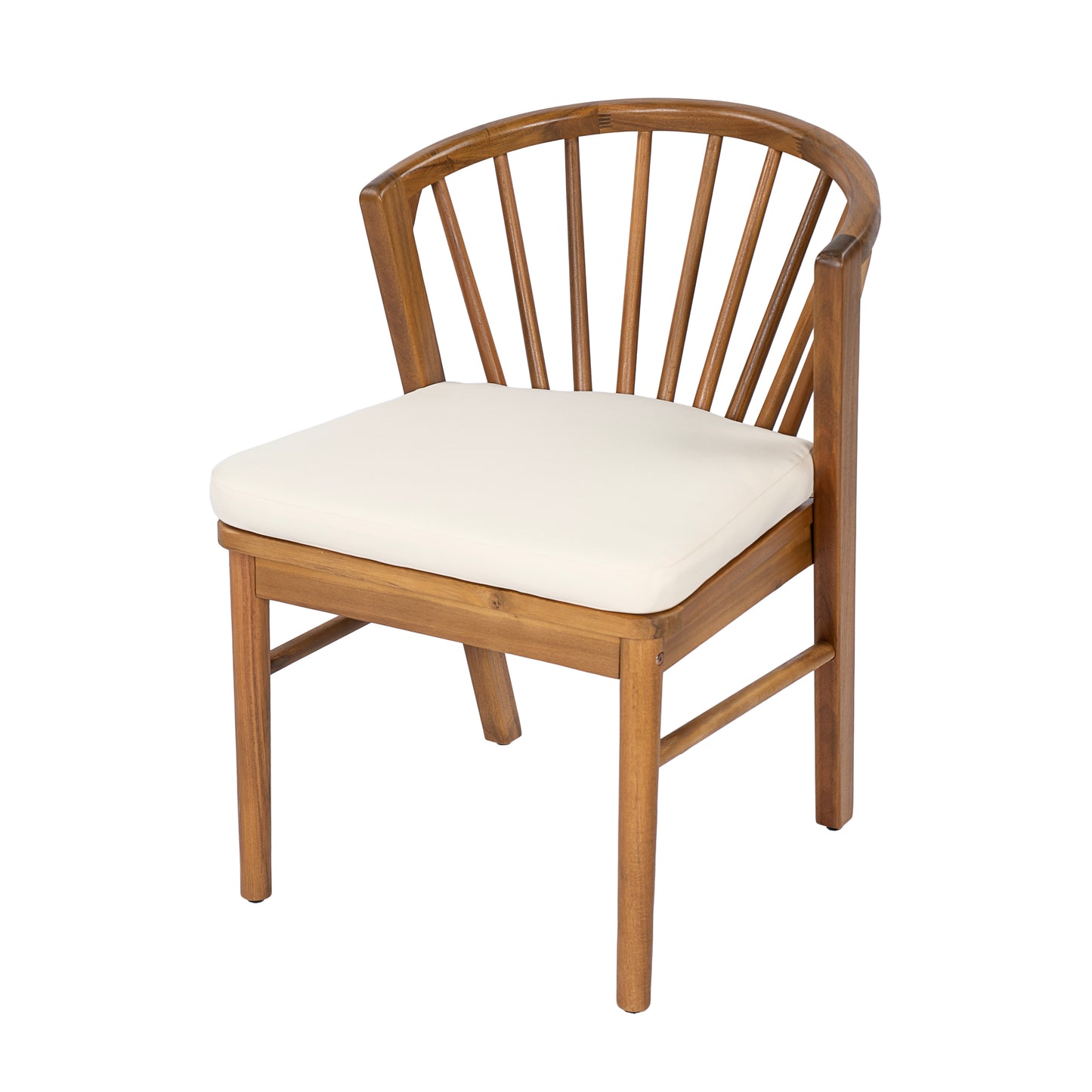 Outdoor Dining Chairs Set of 2, Acacia Wood Patio Chairs with Cream Washable Cushion,for Backyard, Poolside, Garden,Teak image 10