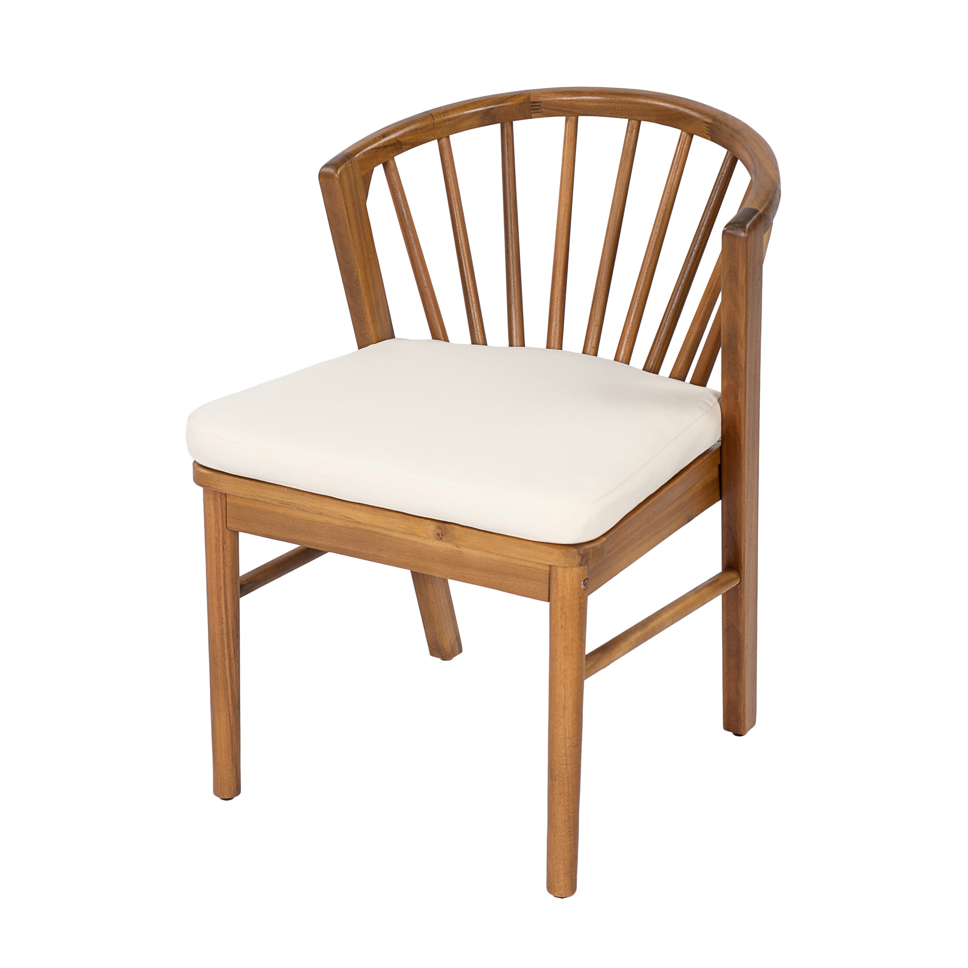 Outdoor Dining Chairs Set of 2, Acacia Wood Patio Chairs with Cream Washable Cushion,for Backyard, Poolside, Garden,Teak image 10