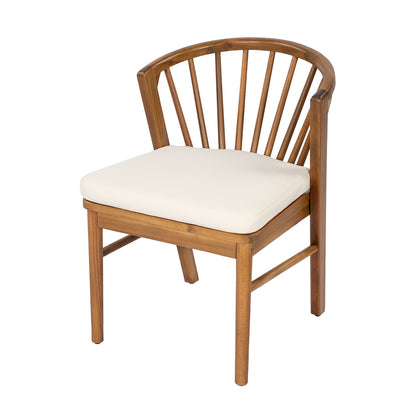Outdoor Dining Chairs Set of 2, Acacia Wood Patio Chairs with Cream Washable Cushion,for Backyard, Poolside, Garden,Teak image 10