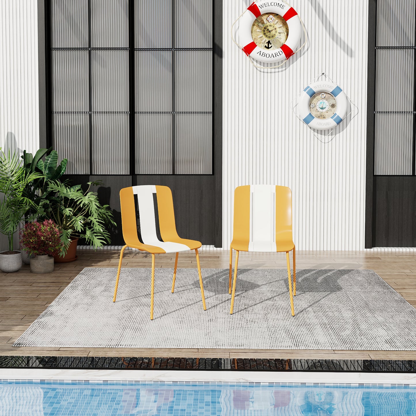 Summer 4-Pack Modern Striped Color Block Chairs - Stacked