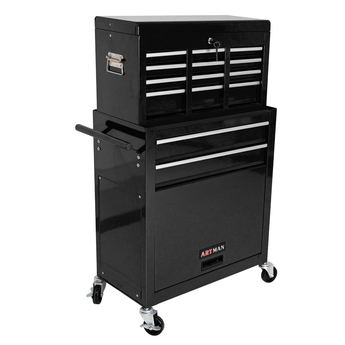 High Capacity Rolling Tool Chest with Wheels and Drawers, 8-Drawer Tool Storage Cabinet--BLACK image 3