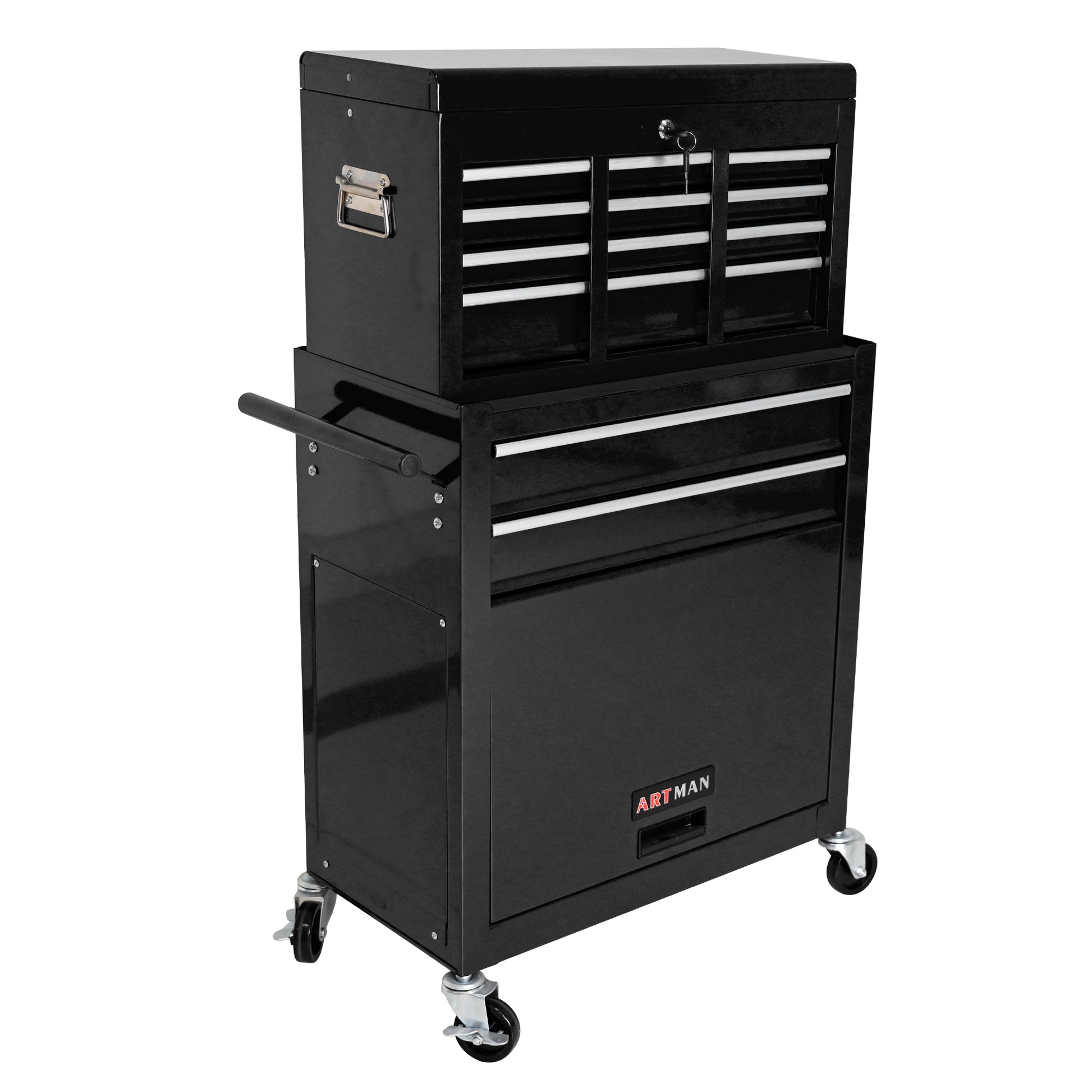 High Capacity Rolling Tool Chest with Wheels and Drawers, 8-Drawer Tool Storage Cabinet--BLACK image 3