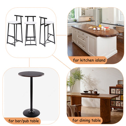 Bar Stools Kitchen Island Bar Chairs Set of 3 Metal Counter Barstools with Backrest for Dining Pub Room (Black & White) image 5
