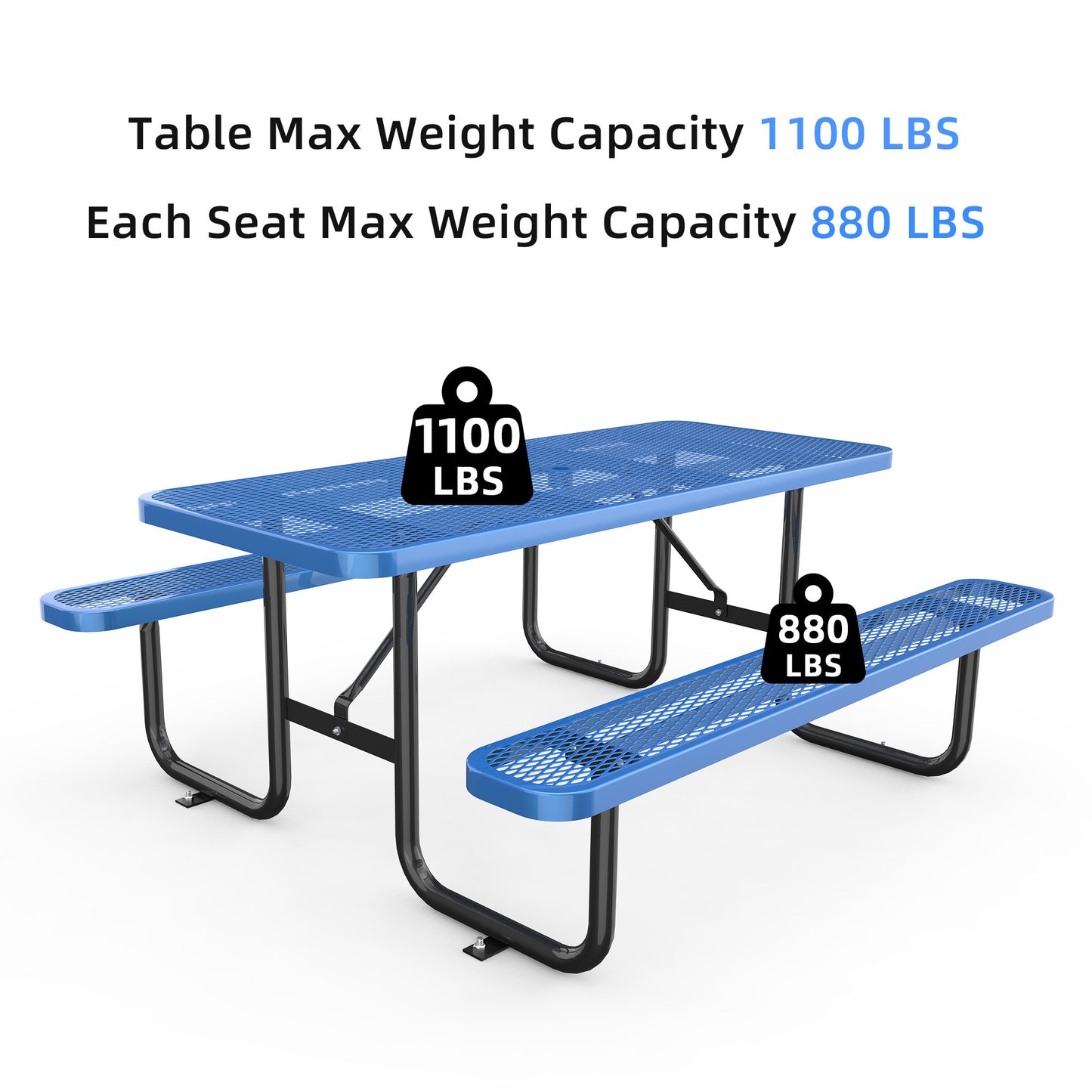 Blue 6ft Long Table & Chair Set with Umbrella Hole image 4