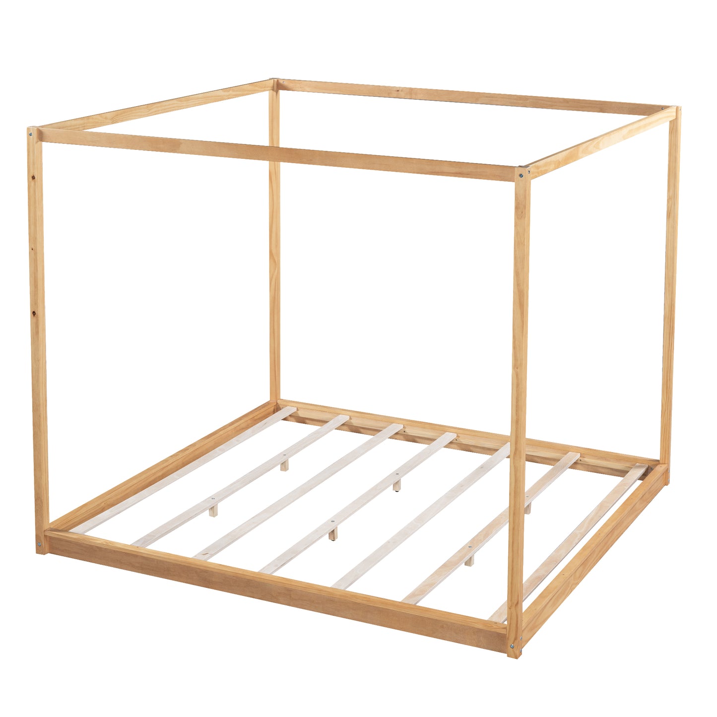 King Size Canopy Platform Bed with Support Legs, Natural image 12