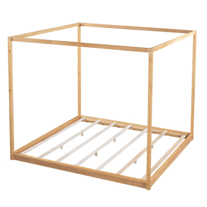 King Size Canopy Platform Bed with Support Legs, Natural image 12