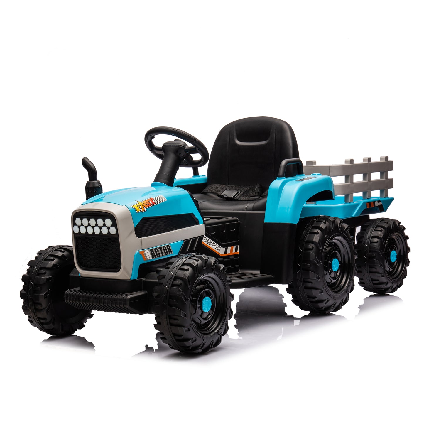Ride on Tractor with Trailer,24V Battery Powered Electric Tractor Toy, 200w*2motor 1.86-4.97MPH/Remote Control,electric car for kids,Three speed adjustable,USB,MP3,Bluetooth,LED light, safety belt. image 4