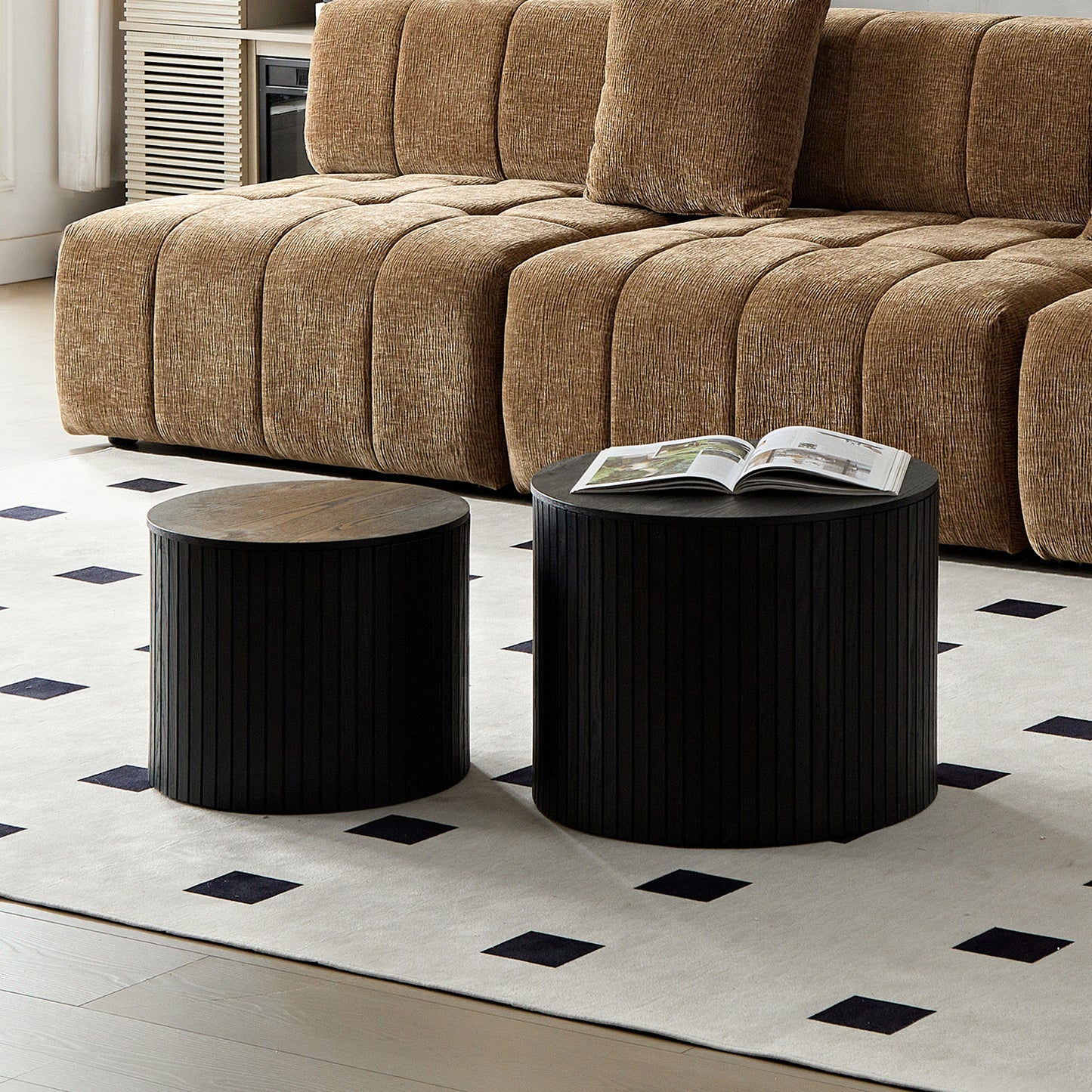 Nested table set 2 pieces, MDF coffee table set Living room/lounge area, black image 7