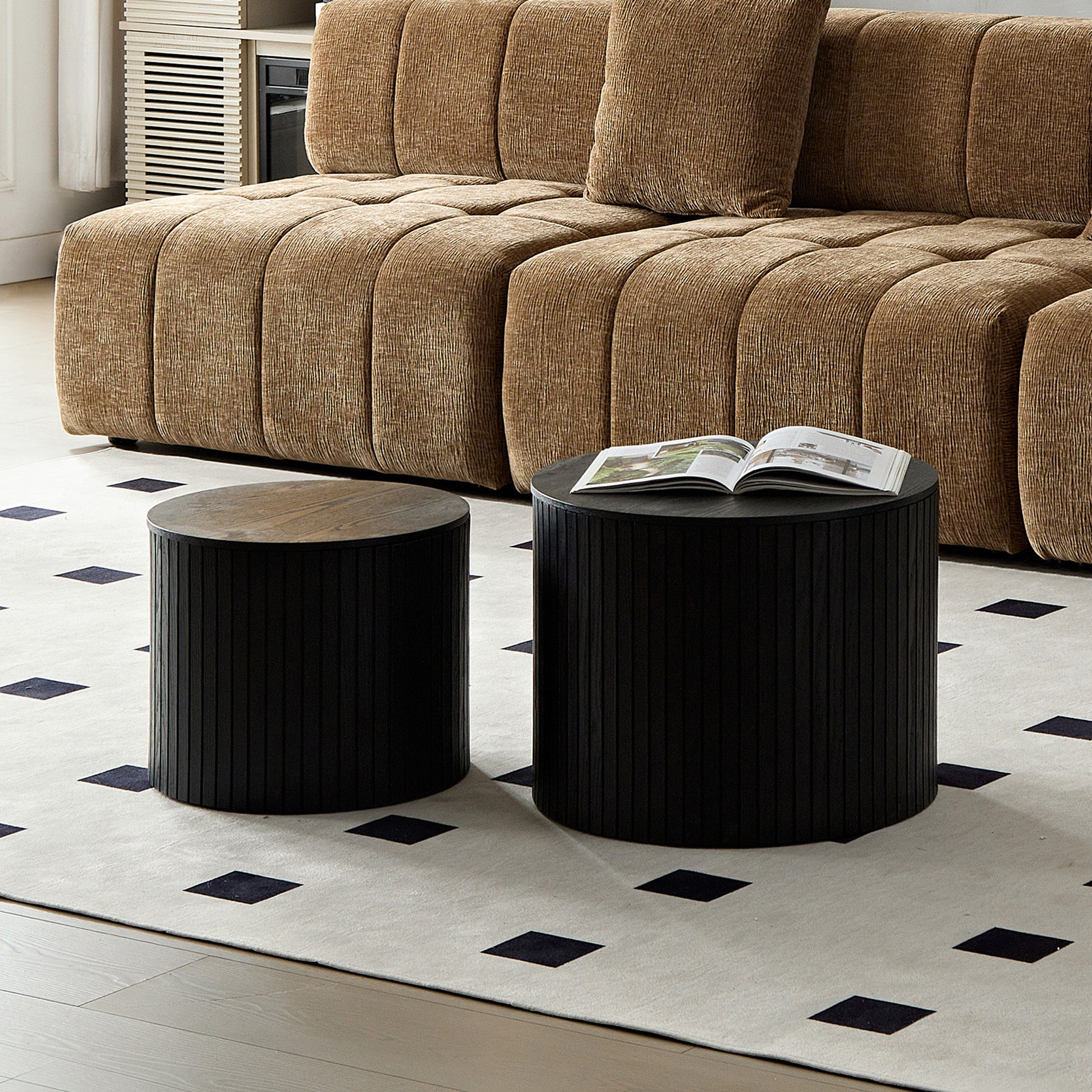 Nested table set 2 pieces, MDF coffee table set Living room/lounge area, black image 7