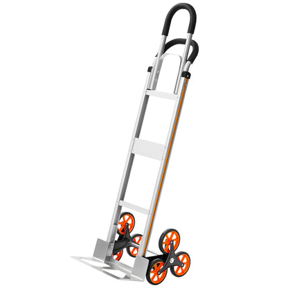 Stair Climbing Cart, 330 lbs Stair-Climb Capacity, Aluminum Alloy Folding Trolley Cart with Telescoping Handle, 6 Wheels and 2 Bungee Cords, Stair Climber Dolly for Home, Groceries, Warehouse image 9