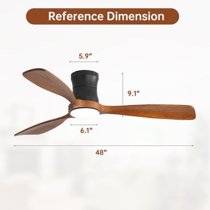 48-Inch Ceiling Fan with Light, Dimmable LED with Memory, Quiet DC Motor, 3F Wood Blades – for Bedroom, Living Room image 8