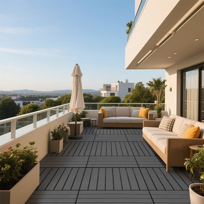 24 pieces of dark gray outdoor terrace deck tiles, DIY interlocking decking floor tiles, easy to install patio tiles, suitable for indoor and outdoor balcony backyard poolside DARK GRAY image 7