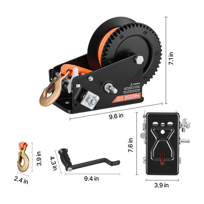 Boat Trailer Winch Stand with Roller, 3500 lbs, 20ft Orange Polyester Strap, Boat Winch Mount, for 2-3 Inches W x 3-4 Inches H Trailer Tongue, Fit for Jet Ski, Sailboat, Speedboat image 8