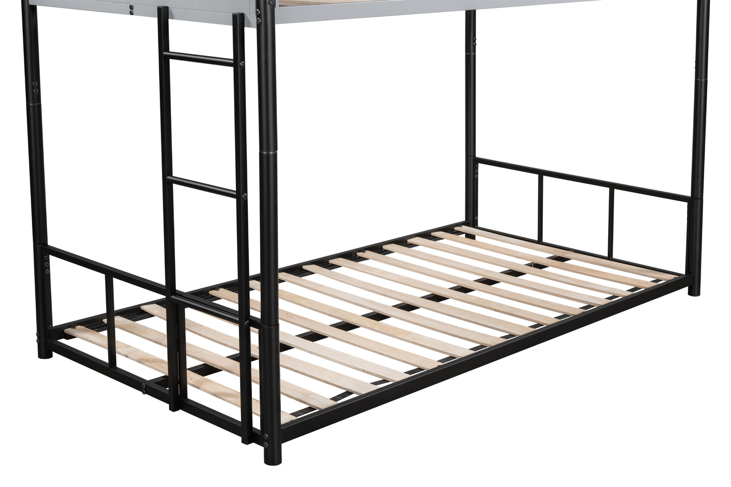Metal Twin over Twin Bunk Bed with Vent Board/ Heavy-duty Sturdy Metal/ Noise Reduced/ Safety Guardrail/ CPC Certified image 9