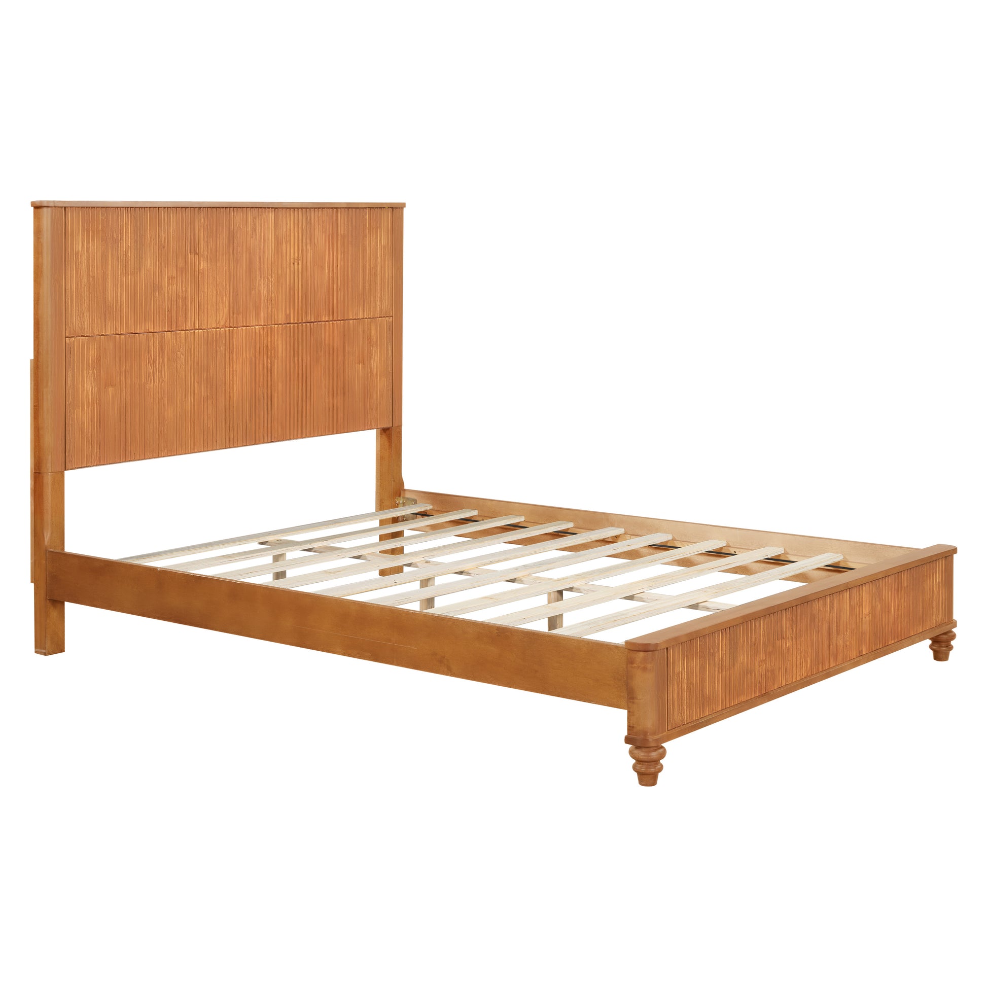 Solid Wood Bed Frame,Queen Platform Bed Frame with Headboard,Tall Headboard Natural Wood Bed,No Box Spring Needed,Natural image 8