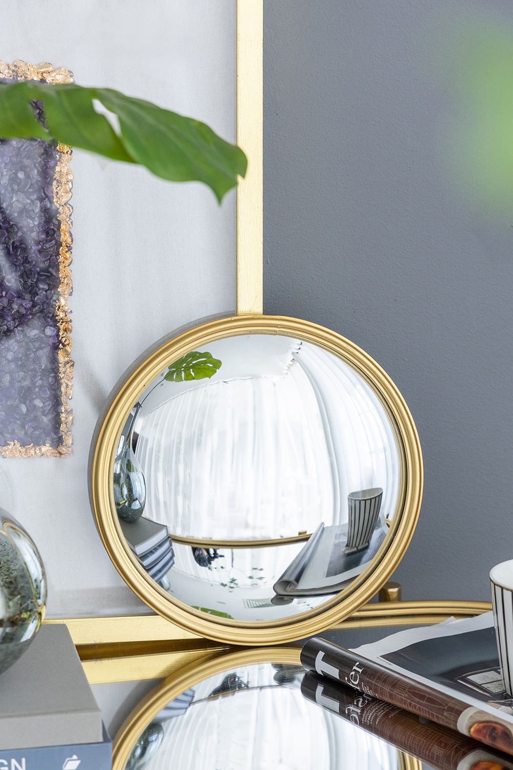D11" Gold Round Mirror, Circle Mirror with Iron Frame for Living Room Bedroom Vanity Entryway Hallway image 4