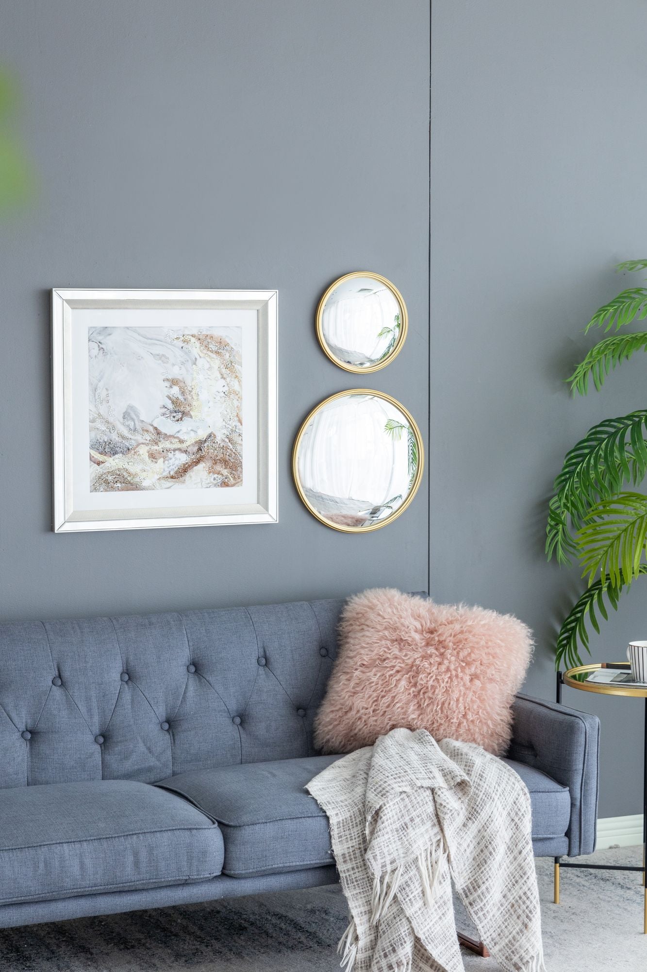 D11" Gold Round Mirror, Circle Mirror with Iron Frame for Living Room Bedroom Vanity Entryway Hallway image 9