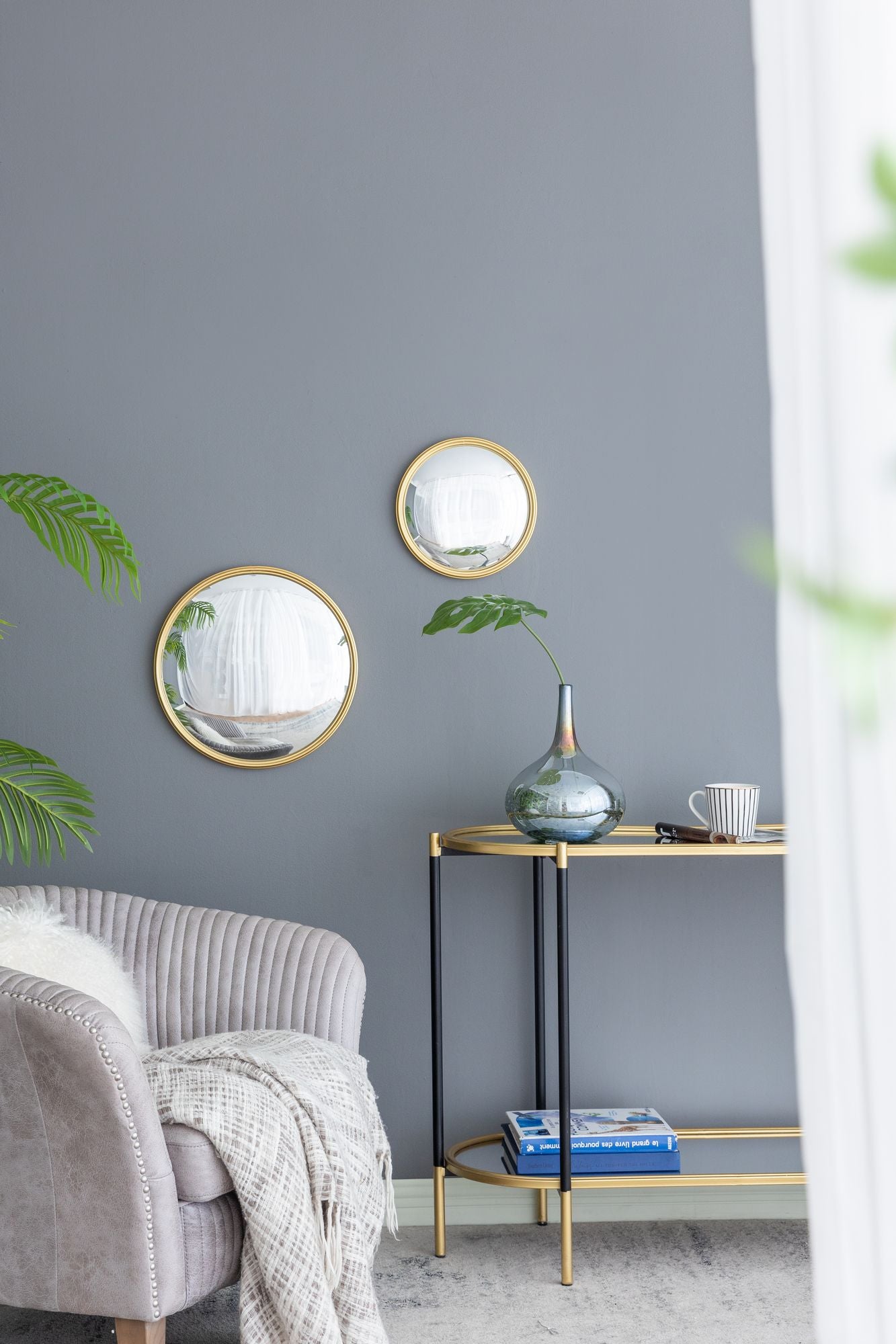 D11" Gold Round Mirror, Circle Mirror with Iron Frame for Living Room Bedroom Vanity Entryway Hallway image 6