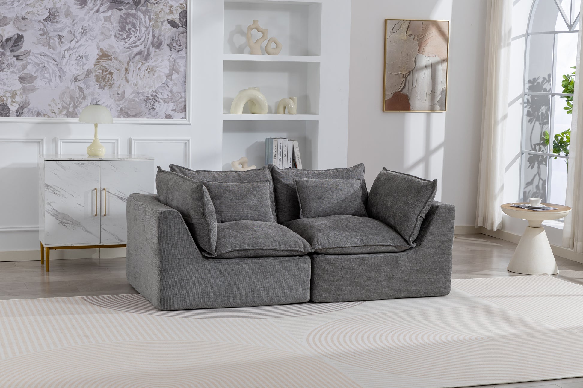 74.8" Width Cloud Couch Oversized Modular Sectional Sofa True Relax Comfy Couches Wide&Deep Seat Sofas for Living Room Furniture Sets, 2Seat image 9