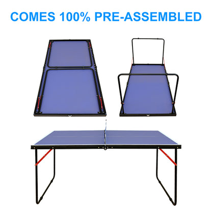 Foldable 4.5FT Table Tennis Table, Suitable Ping Pong Table with Net and 2 Table Tennis Bats Easy to Store image 3