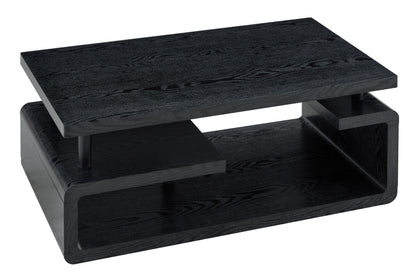 Three-Tier MDF Coffee Table with Black Wood Grain Finish, Modern Multi-Layer Storage Coffee Table Sturdy Frame for Living Room Office image 12