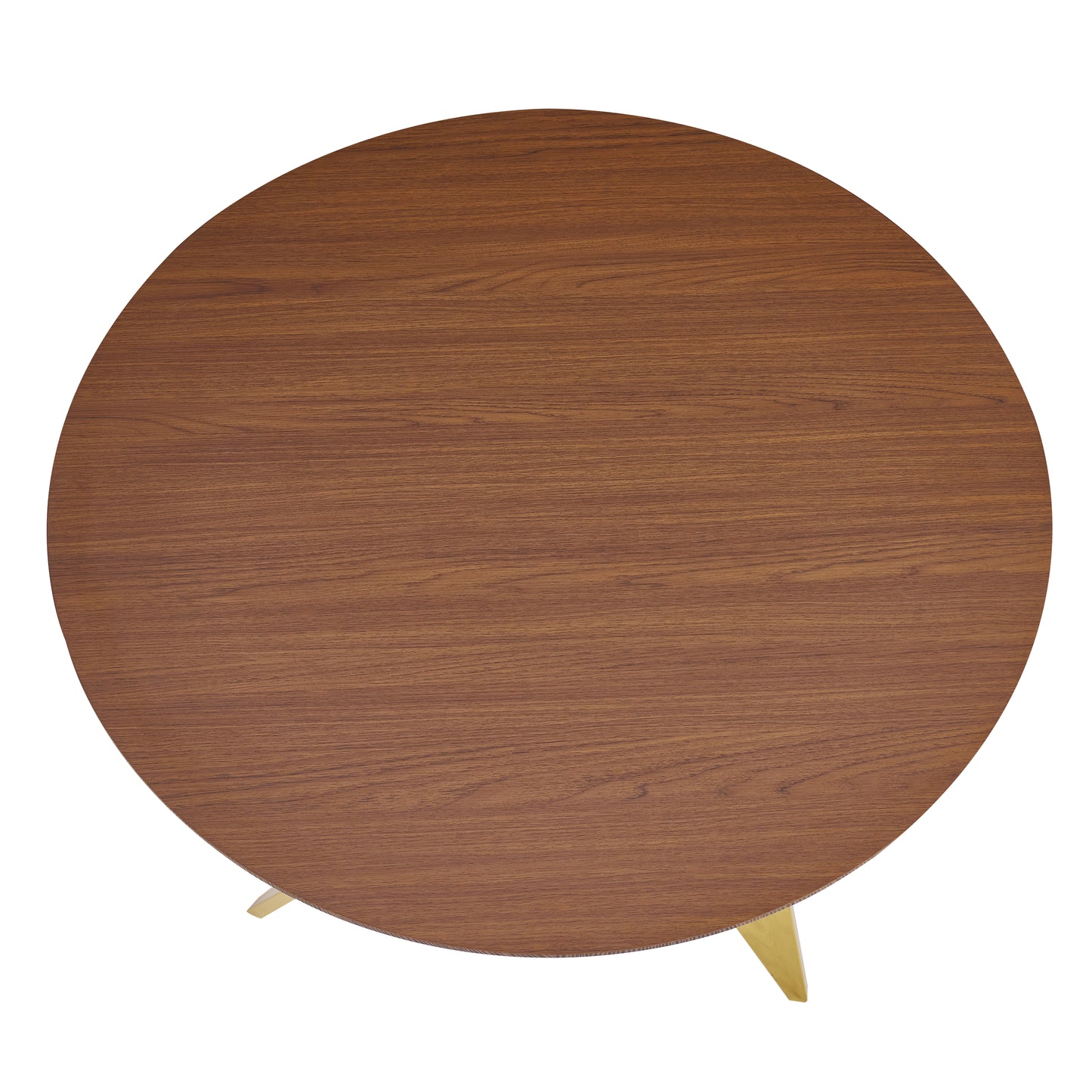 37Inch Round Dining Table, Small Round Kitchen Table With Golden Metal Legs, Suitable For 2 To 4 People, Modern Dining Room Table, Brown, Walnut Color. image 10