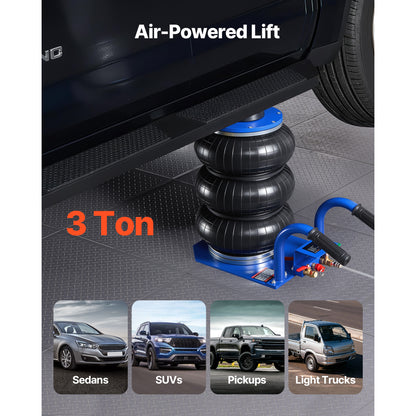 Air Jack, 3 Ton/6613 lbs Triple Bag Air Jack, Airbag with Six Steel Pipes, Lift Up to 17.7 inch/450 mm, 1-6 s Fast Lifting Pneumatic with Short Handles for Car, SUV, Pickup Truck Repair, Garage image 4