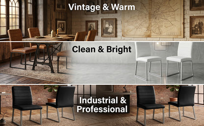 2-Pack - Premium PU office/dining chairs with high-density foam, sturdy iron legs (spray paint), multiple colors. Easy assembly image 5