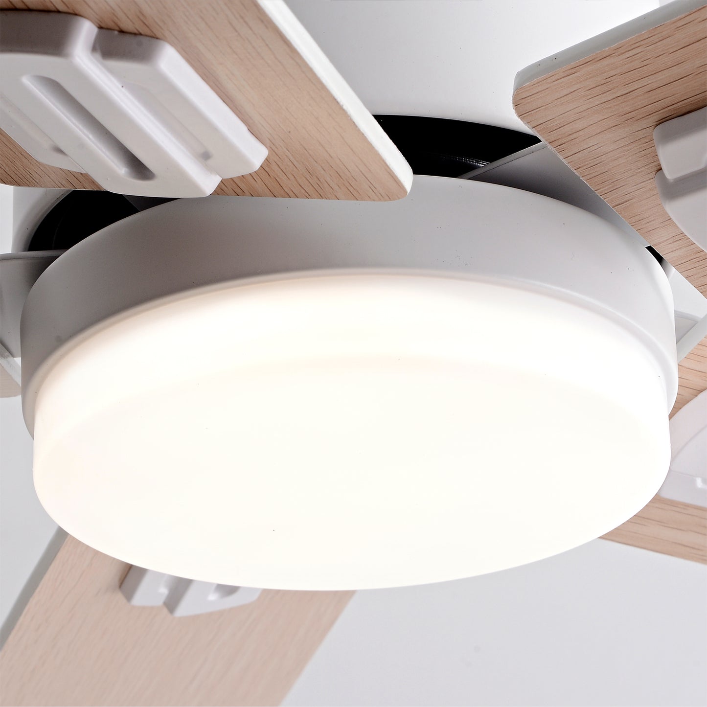 42-inch Ceiling Fan with Light and Remote Control, Low Profile Modern Ceiling Fan for Bedroom, 5 Blades with Dual White & Natural Wood Finish, Dimmable LED Light, Reversible 6-Speed Motor image 2