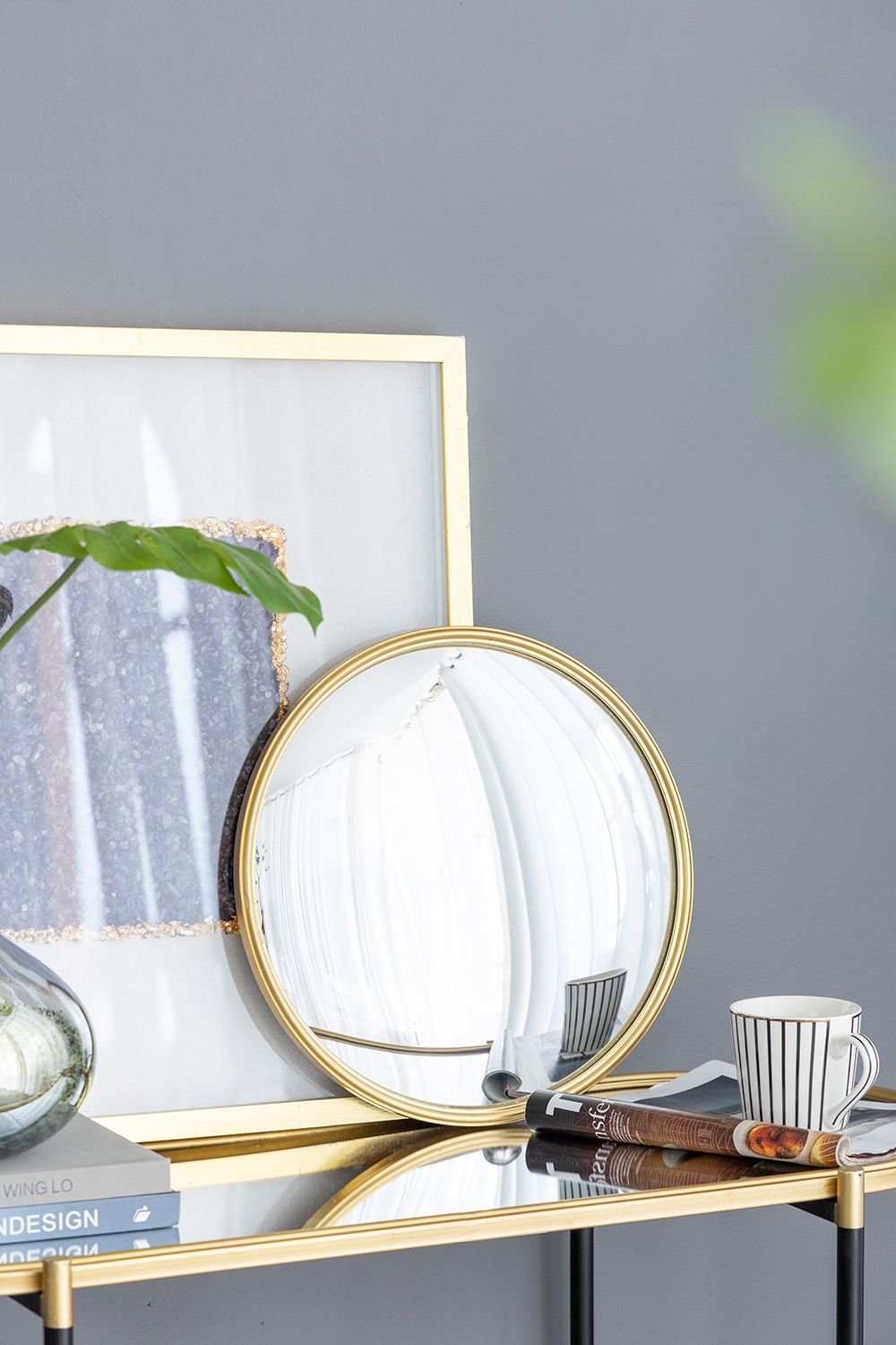 D15" Gold Round Mirror, Circle Mirror with Iron Frame for Living Room Bedroom Vanity Entryway Hallway image 4