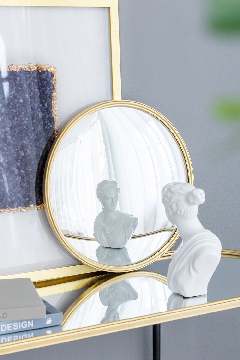 D15" Gold Round Mirror, Circle Mirror with Iron Frame for Living Room Bedroom Vanity Entryway Hallway image 1