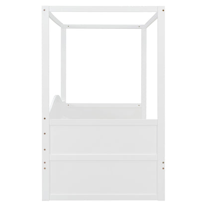 Twin Size Canopy Day Bed with 2 Drawers, White(Old SKU: N708P373435K) image 9