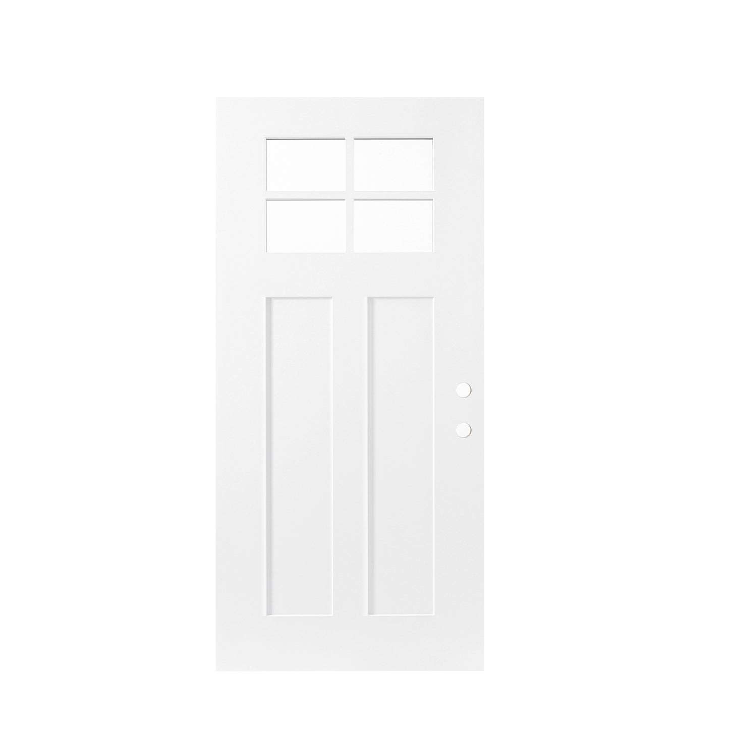 36"x80" Fiberglass Front Door with White 4-9/16" PVC Frame,Left-Hand Inswing Exterior Door with Brickmould,Contemporary minimalist smooth skin with clear glass for Home Entrance, White image 5
