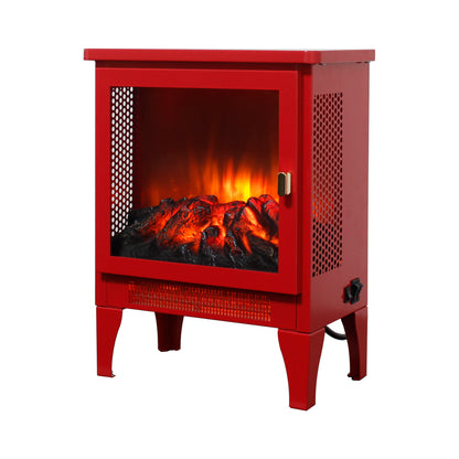 18 inch Freestanding Electric Fireplace Stove heater with 3D Flame effect,Classic Red image 1