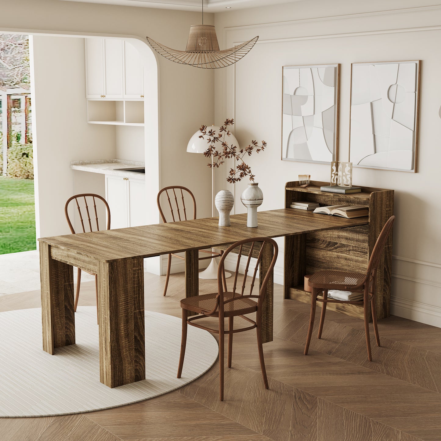 Modern Extendable Dining Table with Storage image 1