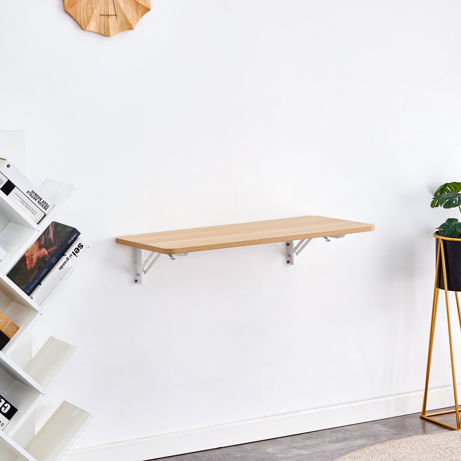 Wall Mounted Folding Table, Space Saving Drop Leaf Desk for Small Spaces, Multi-Purpose Floating Desk for Laundry Room, Kitchen, Home Office, Easy Install image 9