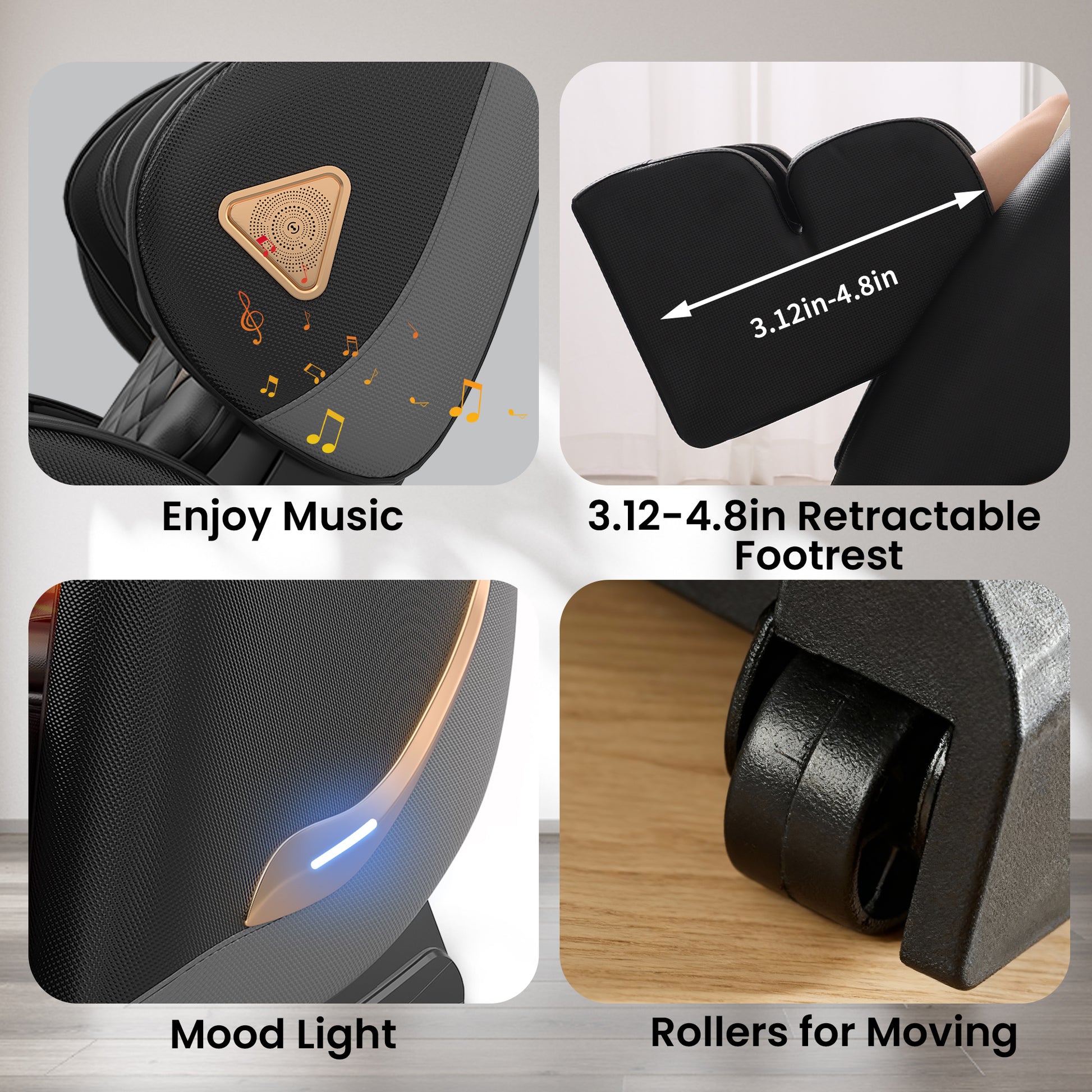 Massage Chair Full Body and Recliner, Zero Gravity Massage Chairs, 8 Fix Rollers, Airbags, Heating, Foot Massage, Auto Modes, Bluetooth Speaker and Touch Control Screen for Home and Office image 8