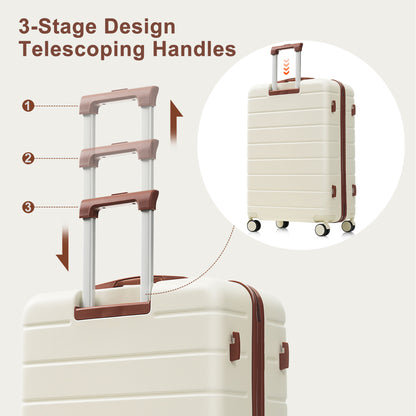 Travelpro Max 3-Piece Hardside Luggage Set with TSA Lock, 14/20 Inch Spinner Suitcase Set with Expandable Travel Duffel Bag & Waterproof Toiletry Kit, Adjustable Handle (ivory and brown) image 6