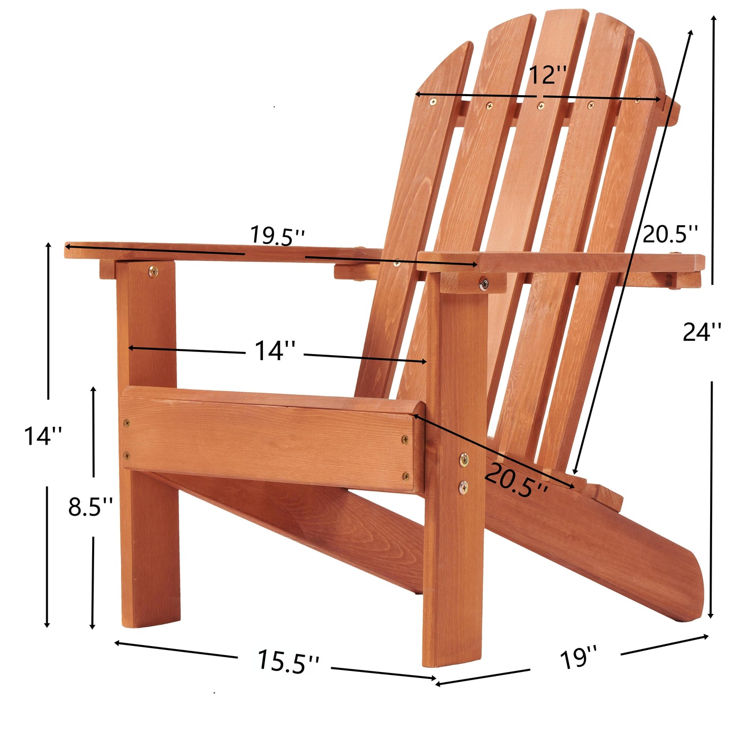 Wooden Kid's Adirondack Chair for Indoor and Outdoor, Natural Cedar Patio Lounge Chiar for Kids image 2
