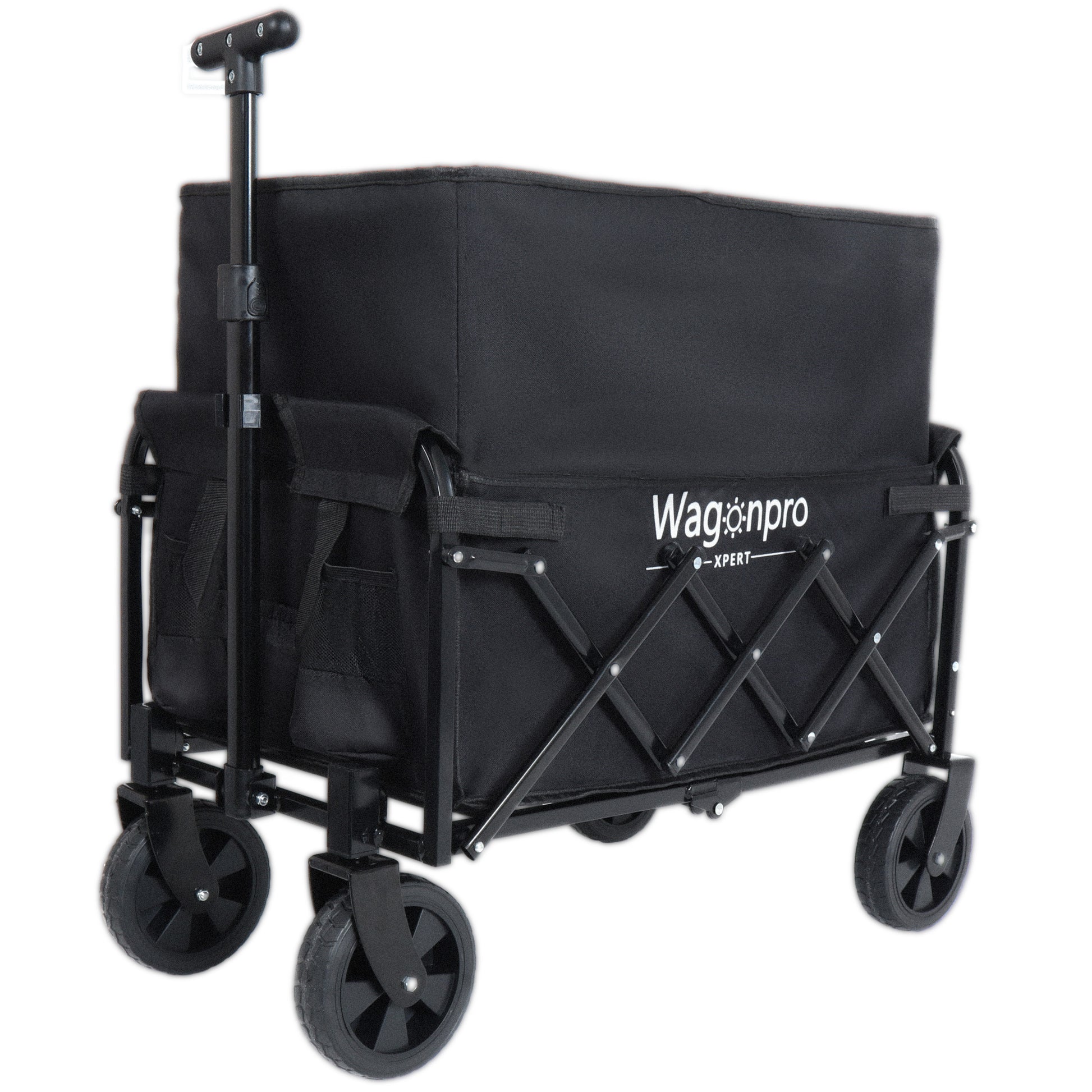 Expandable Dual-Layer Utility Wagon with 100% Extra Space - 225lbs Grocery Cart for Camping, Shopping, Sports, Gardening, Fishing, Black image 9