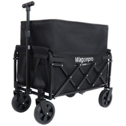 Expandable Dual-Layer Utility Wagon with 100% Extra Space - 225lbs Grocery Cart for Camping, Shopping, Sports, Gardening, Fishing, Black image 9