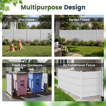 50" W x 49" H Outdoor Privacy Screen, Air Conditioner Fence, All-Weather Vinyl Privacy Fence Screens with Aluminum Posts, 4 Panels, White image 9