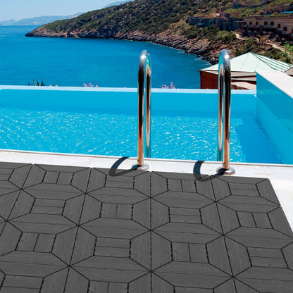New 12 inch balcony deck tiles, DIY interlocking deck floor tiles, indoor and outdoor floor tiles, easy to install patio tiles, suitable for poolside balcony, backyard, 44 pieces dark gray image 6