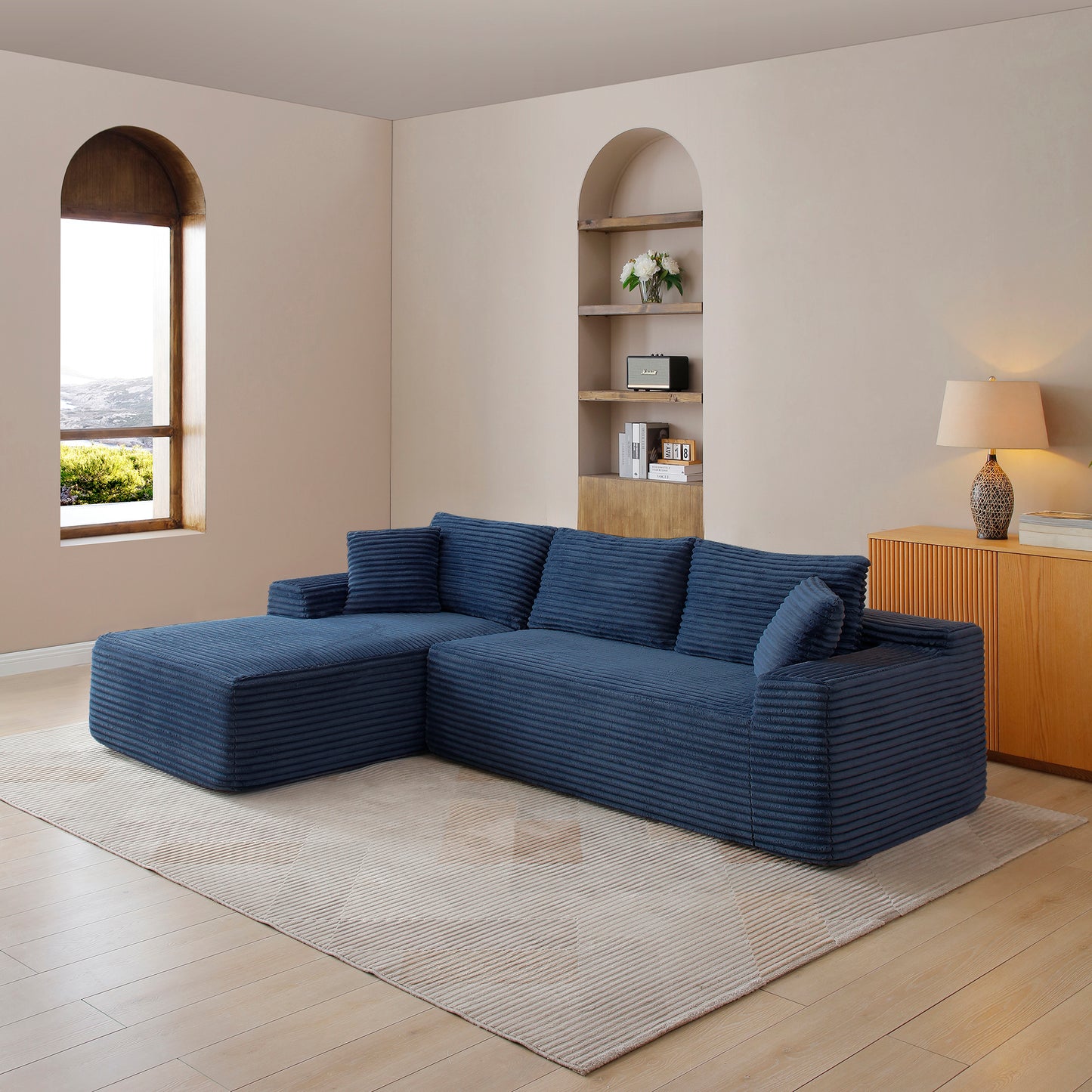 105'' Modular Sectional Sofa, Cloud Sectional Couch with Deep Seat, Modern Modular L-Shape Sofa Couch with Chaise,Upholstered Couches for Living Room Bedroom,No Assembly, (Blue) image 2