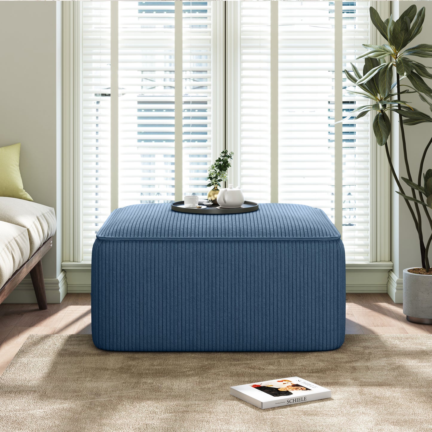 Upholstered Square Ottoman, Blue (old sku N757P180768N) image 2