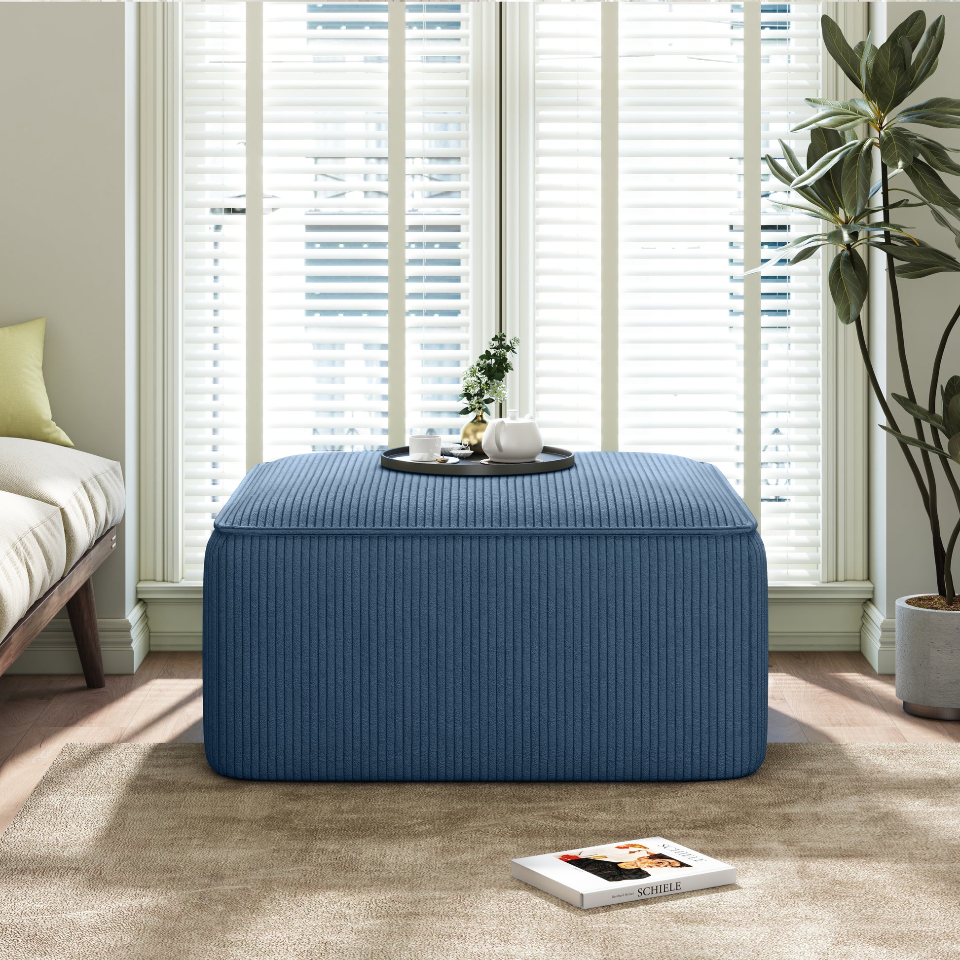 Upholstered Square Ottoman, Blue (old sku N757P180768N) image 2