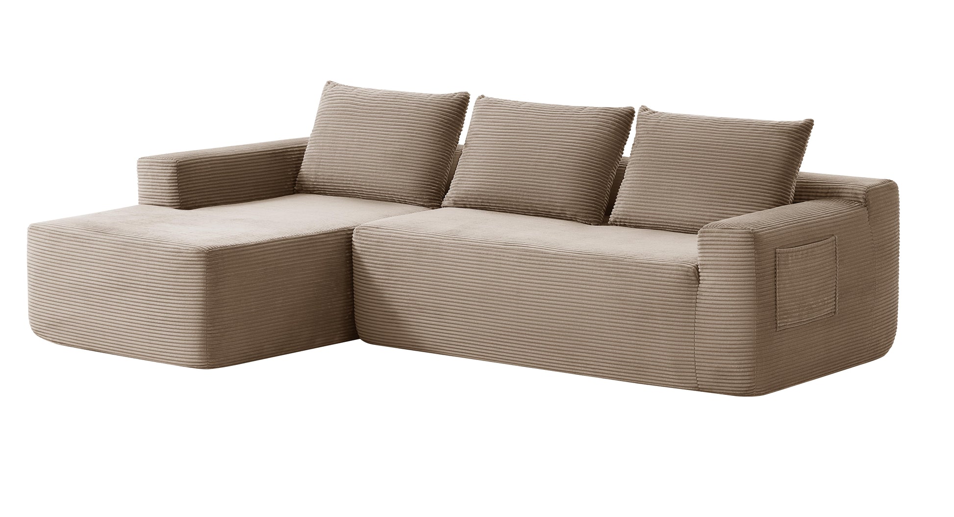 96.9"Cloud Sectional Couch with L-Shape Chaise,Modern Modular Sofa with Deep Seat,Upholstered Couches for Living Room Bedroom,No Assembly Required,(Plush Corduroy Fabric),Camel image 9