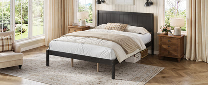 Platform Bed Frame with Headboard, Wood Slat Support, No Box Spring Needed,King,Espresso image 8
