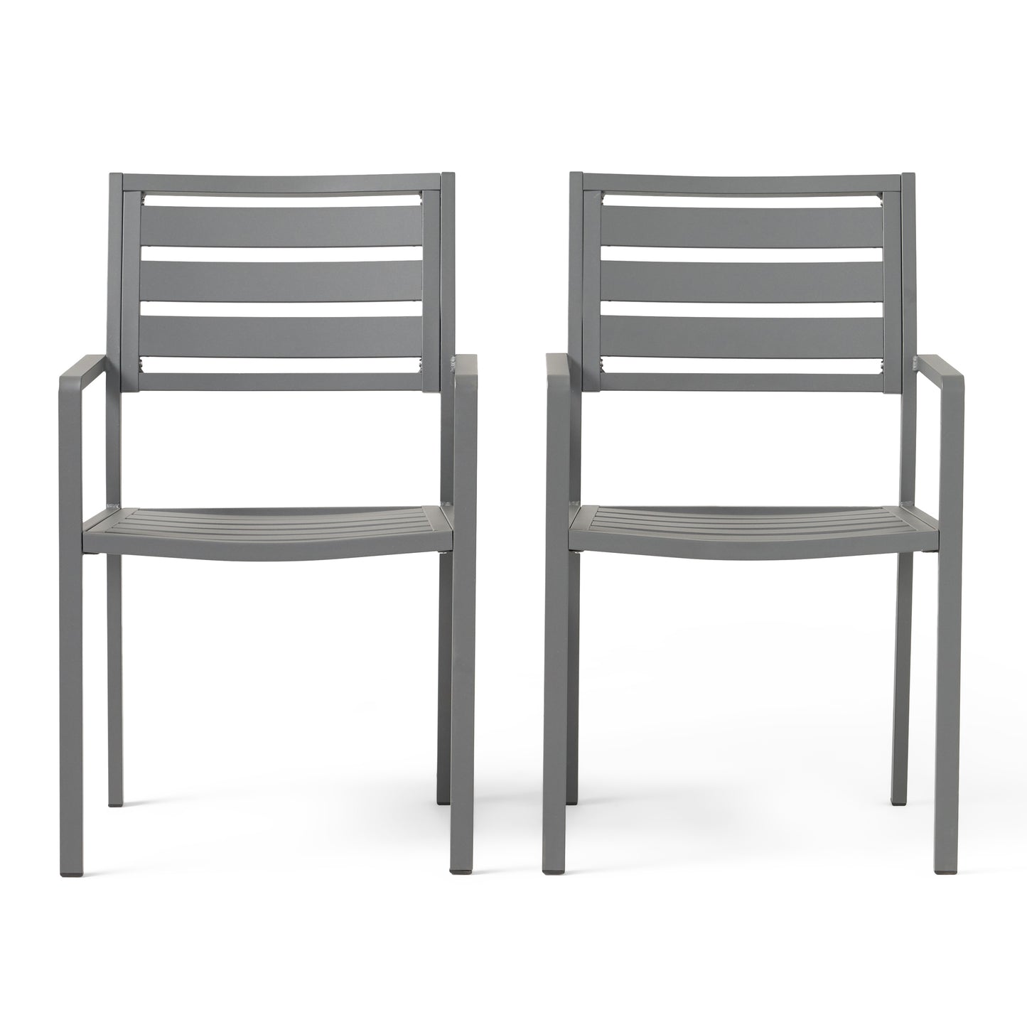 Outdoor Modern Aluminum Dining Chair (Set of 2), Gun Metal Gray image 2