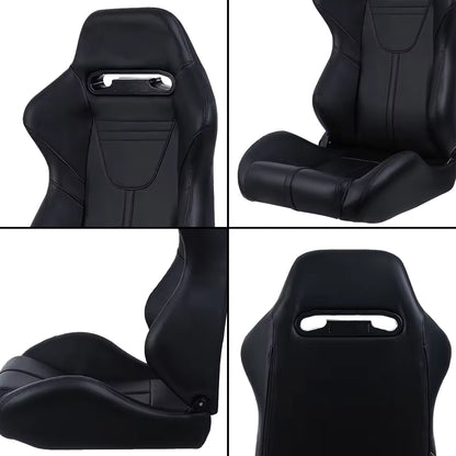 2PC Universal Racing Seats Stitch PVC Leather Reclinable Carbon Look Leather With Adjustor Slider(Not Including Seat Bracket) 1 box of 2 pieces 8010 new image 5